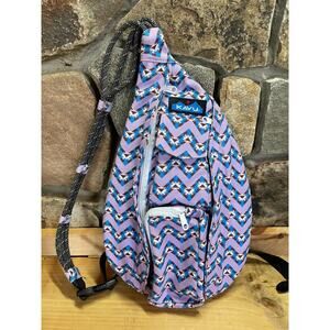 Kavu Rope Shoulder Sling Bag. Purple. Chevron Print. Excellent! adjustable